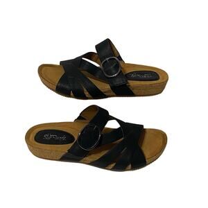 EUROSOFT By Sofft Gwenda Slide Sandal Black Women's 8.5 Soft Comfort Cork Cushy